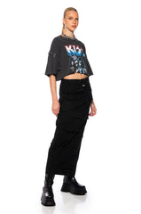 KISS STUDDED CROPPED BAND T SHIRT