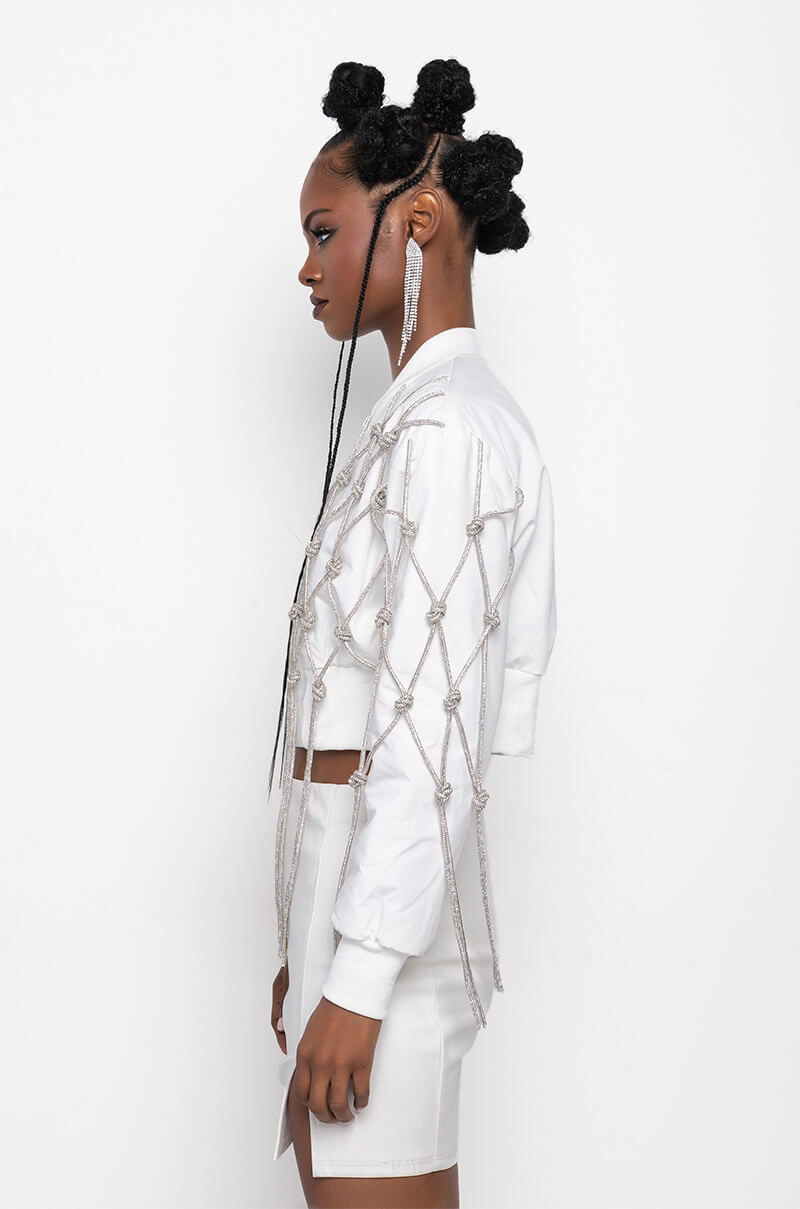 KYLER CROP BOMBER WITH DIAMOND ROPE