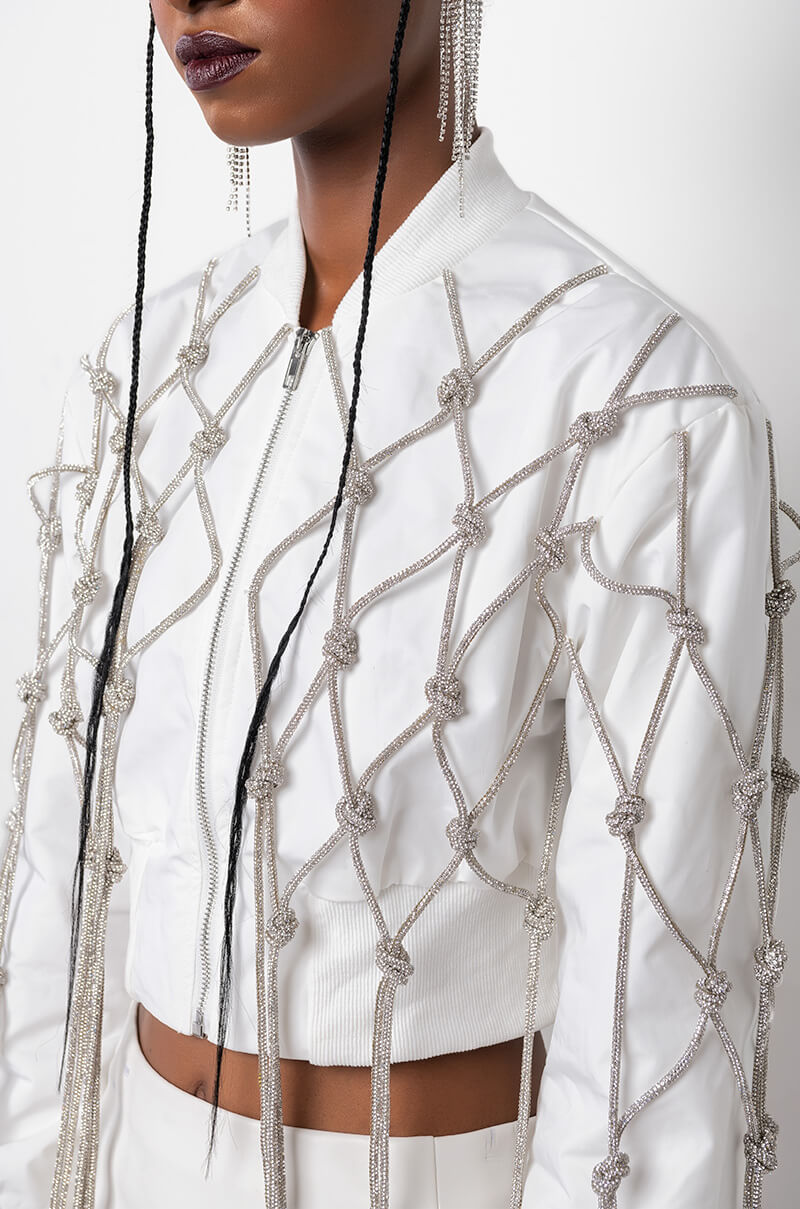 KYLER CROP BOMBER WITH DIAMOND ROPE