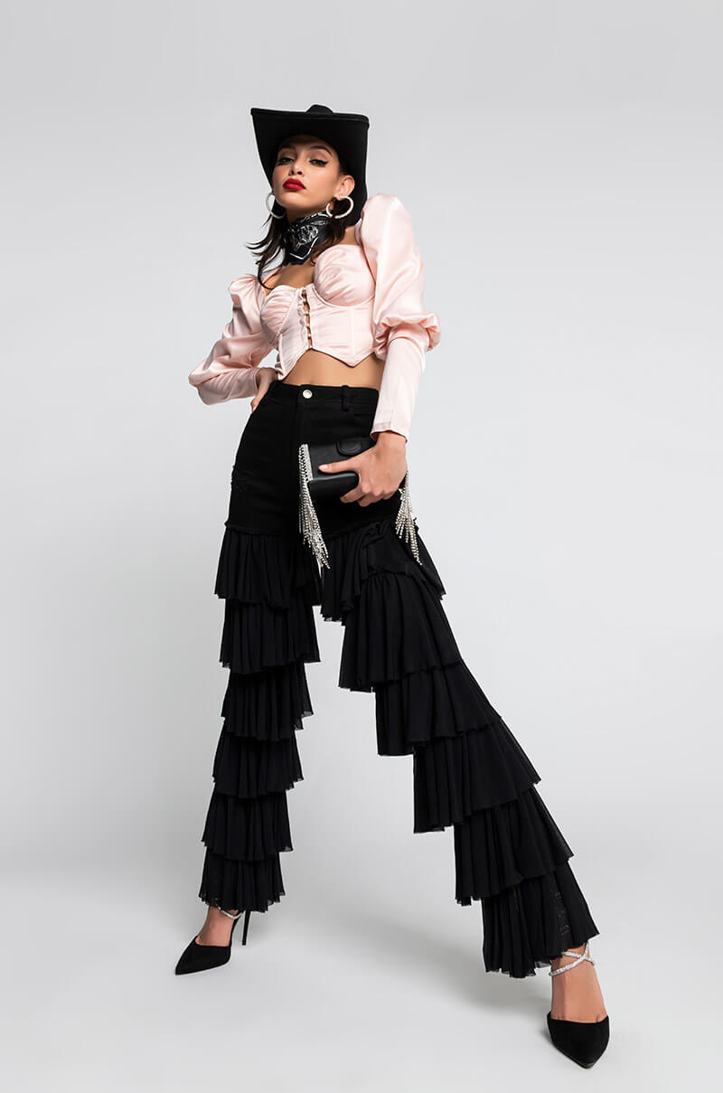 KYLIE HIGH RISE RUFFLES JEANS