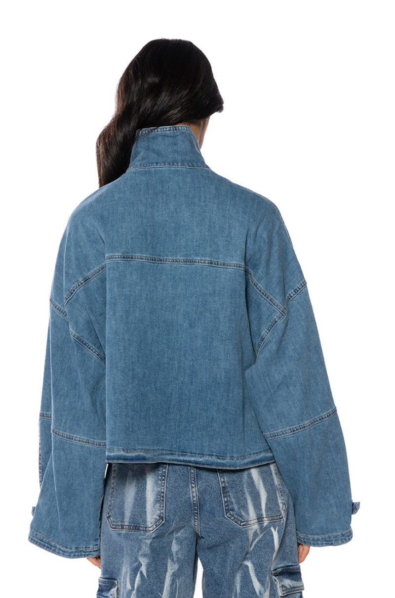 LA ISLA CARGO OVERSIZED DENIM JACKET