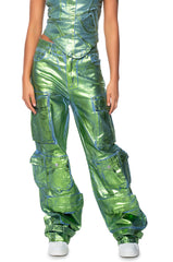 LA ISLA METALLIC CARGO JEANS