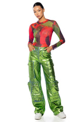 LA ISLA METALLIC CARGO JEANS