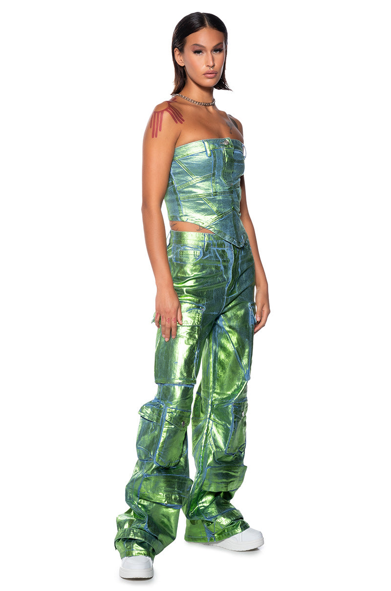 LA ISLA METALLIC CARGO JEANS