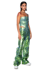 LA ISLA METALLIC CARGO JEANS