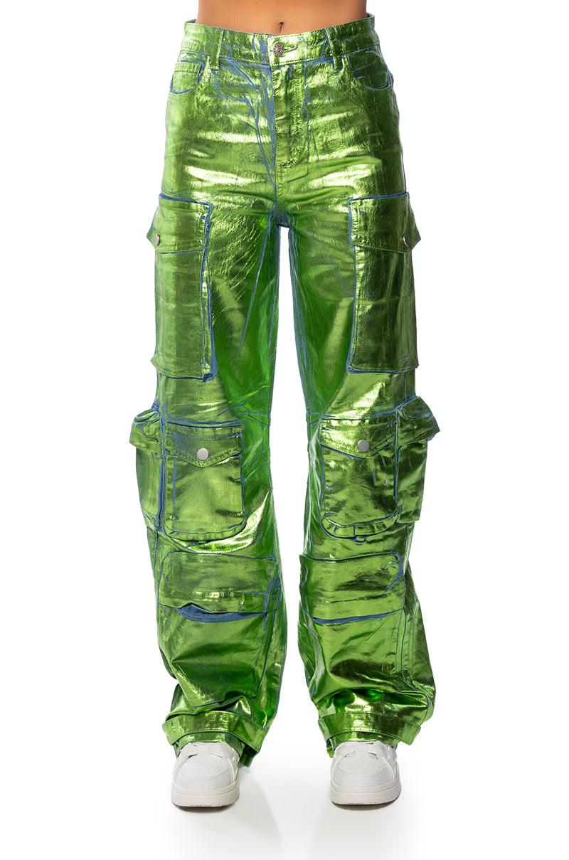 LA ISLA METALLIC CARGO JEANS