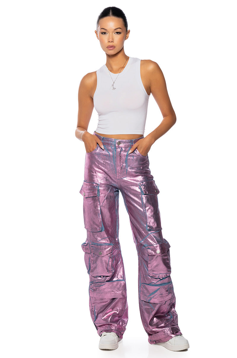 LA ISLA METALLIC CARGO JEANS