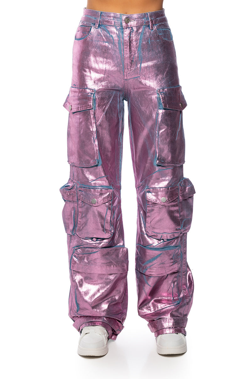 LA ISLA METALLIC CARGO JEANS