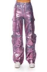 LA ISLA METALLIC CARGO JEANS