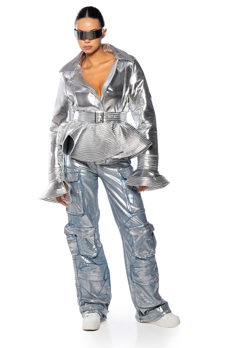 LA ISLA METALLIC CARGO JEANS
