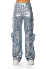 LA ISLA METALLIC CARGO JEANS