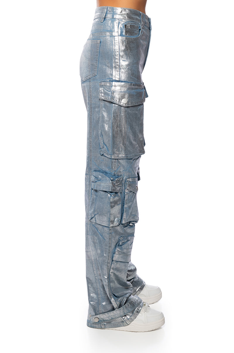 LA ISLA METALLIC CARGO JEANS