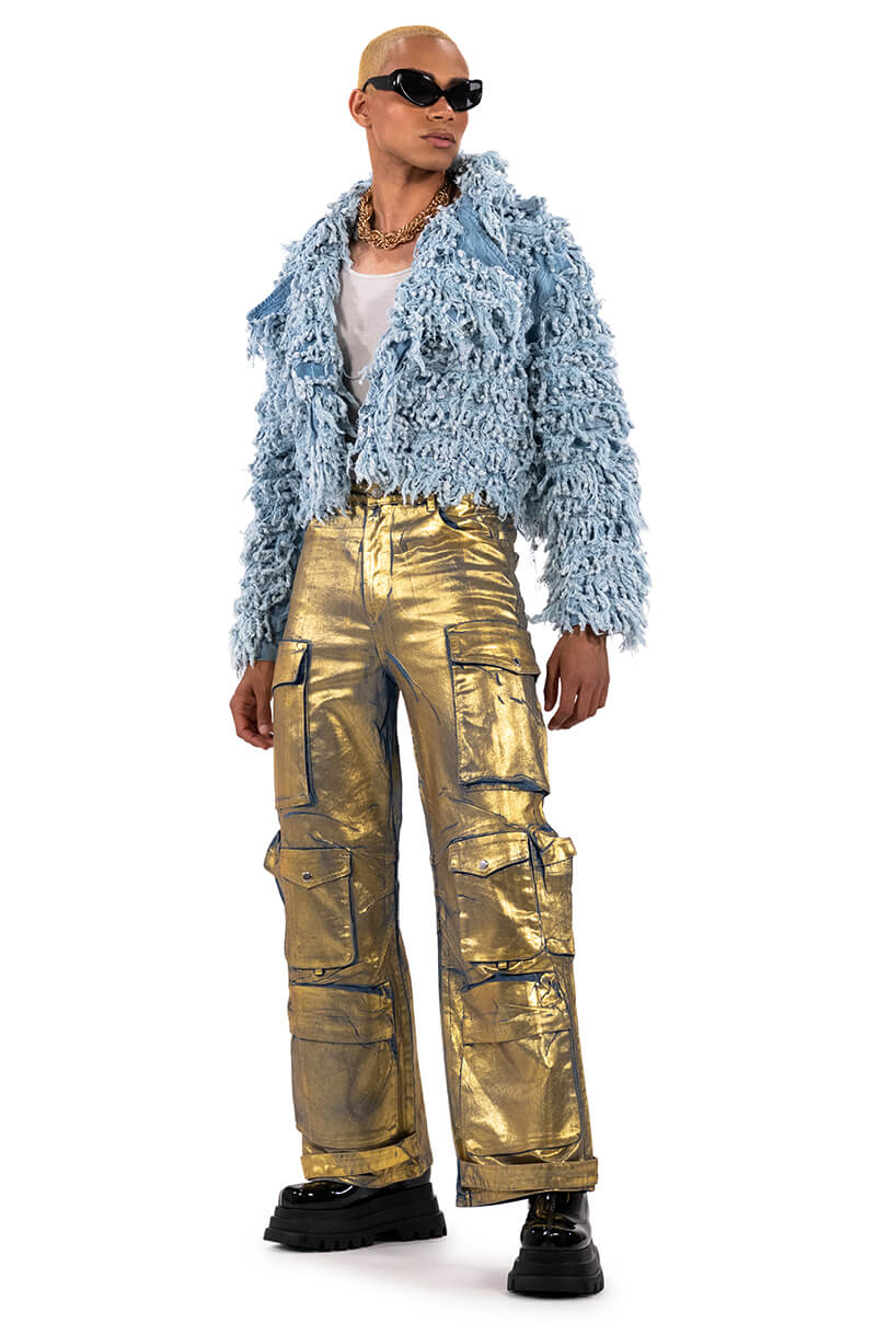LA ISLA METALLIC CARGO JEANS
