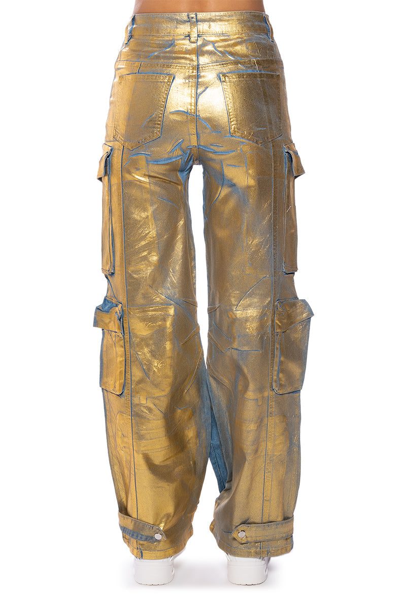 LA ISLA METALLIC CARGO JEANS