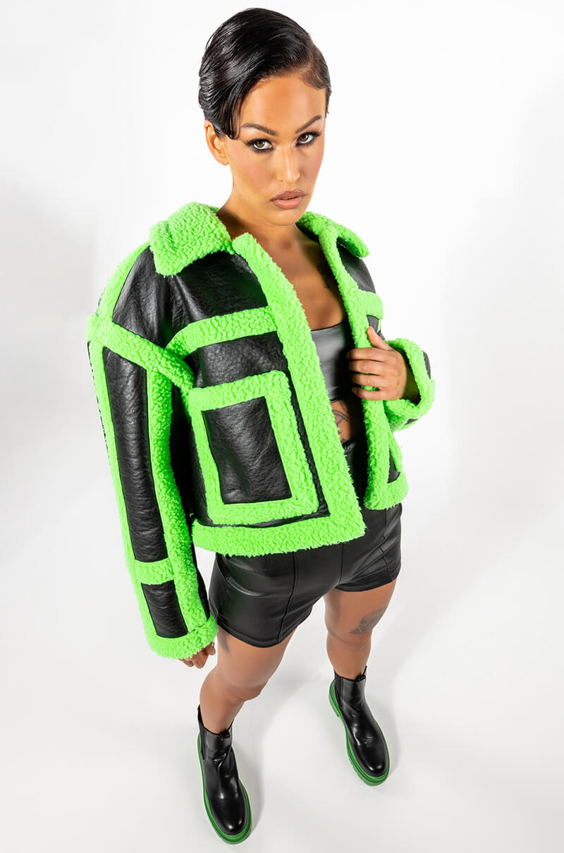 LIME CRIME BONDED PLEATHER SHERPA COAT