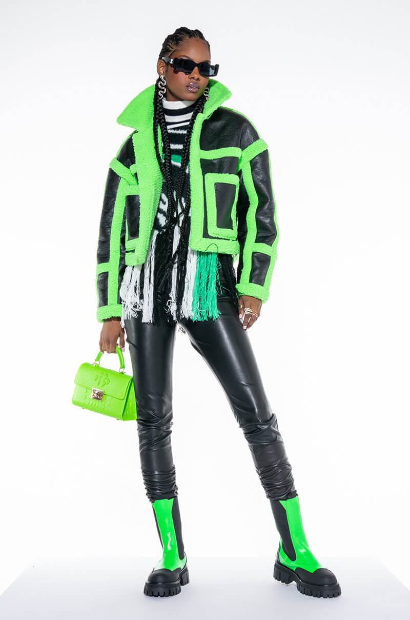 LIME CRIME BONDED PLEATHER SHERPA COAT
