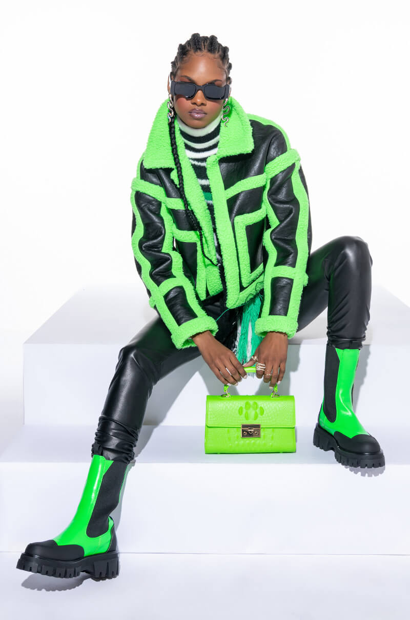 LIME CRIME BONDED PLEATHER SHERPA COAT