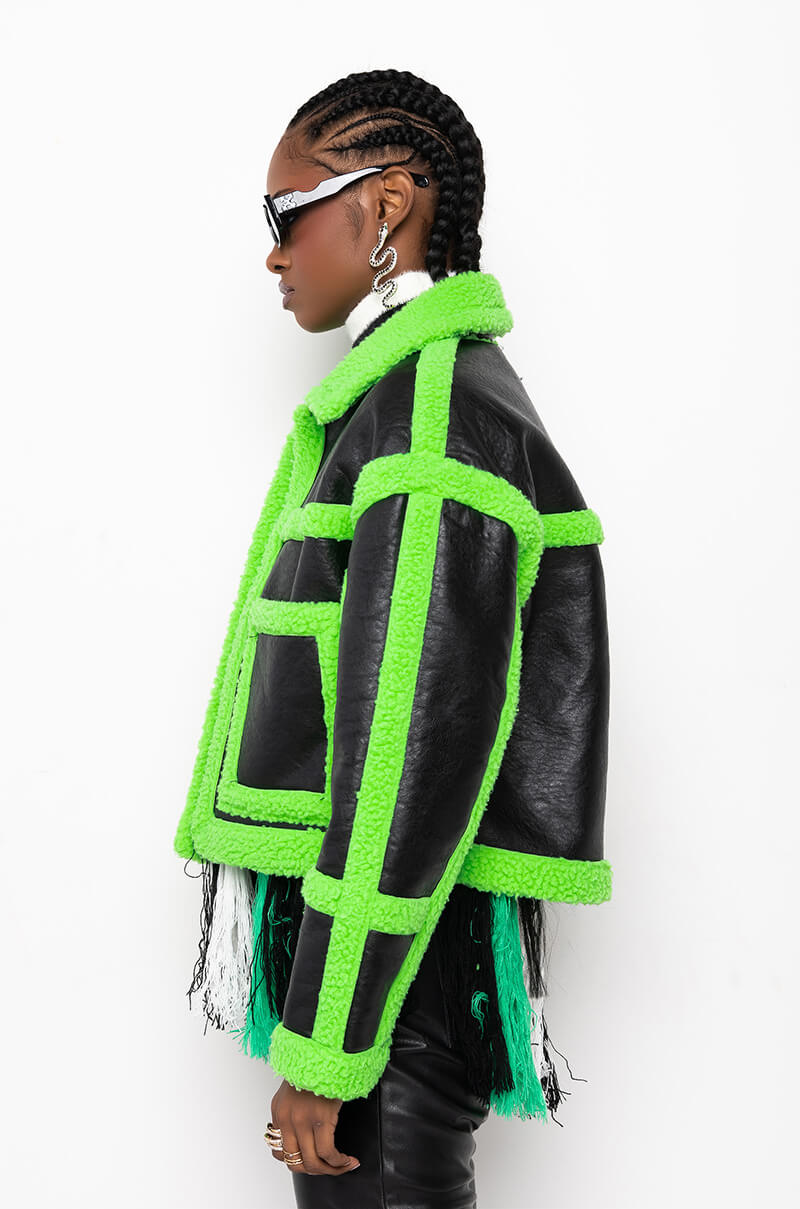 LIME CRIME BONDED PLEATHER SHERPA COAT