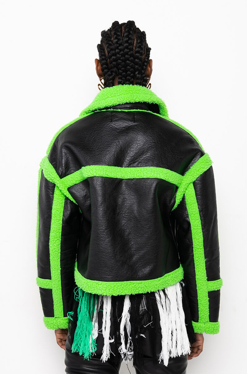 LIME CRIME BONDED PLEATHER SHERPA COAT