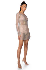 LABRYNTH EMBELLISHED MINI DRESS IN WHITE