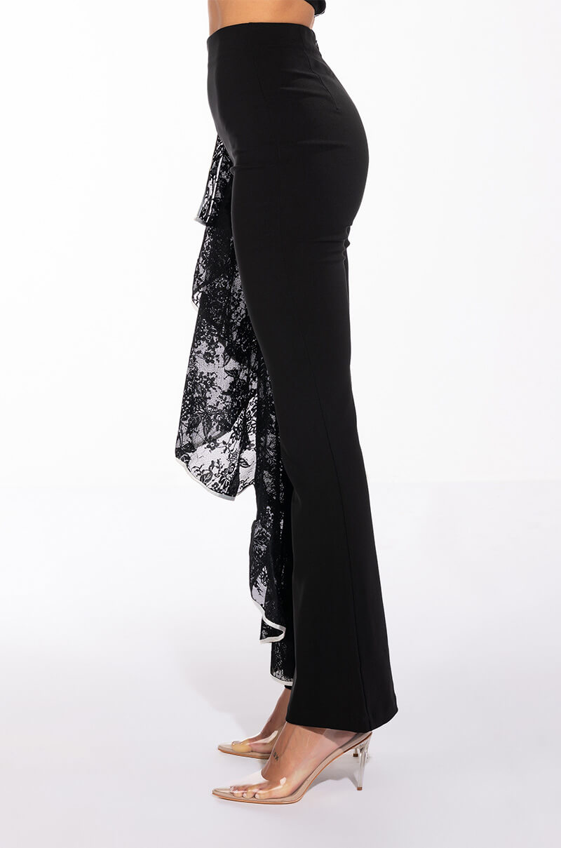 SELENA HIGH RISE LACE DETAIL FLARE TROUSER