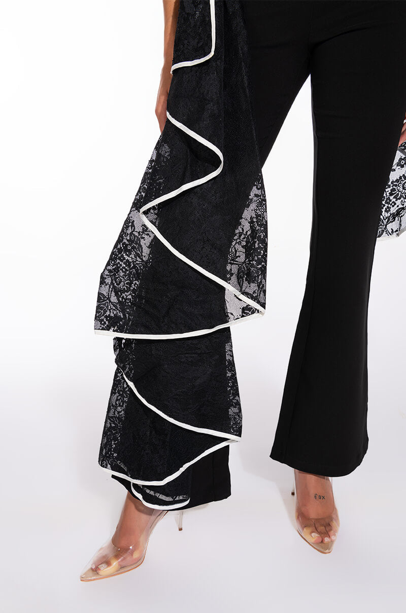 SELENA HIGH RISE LACE DETAIL FLARE TROUSER