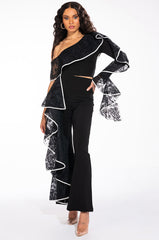 SELENA ONE SHOULDER LACE DETAIL BLOUSE