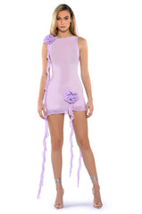 LAURA MESH FLOUNCED MINI DRESS