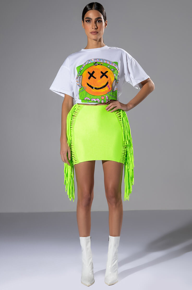 LAYLA SIDE FRINGE MINI SKIRT