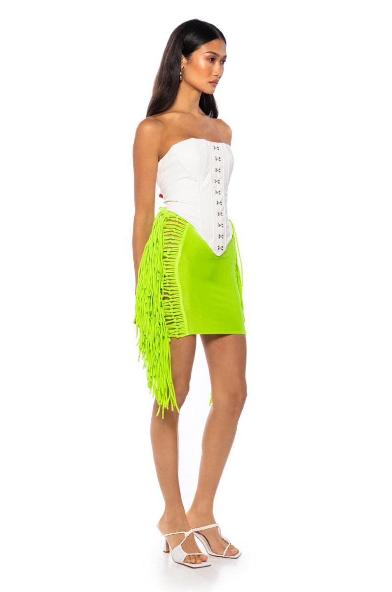 LAYLA SIDE FRINGE MINI SKIRT