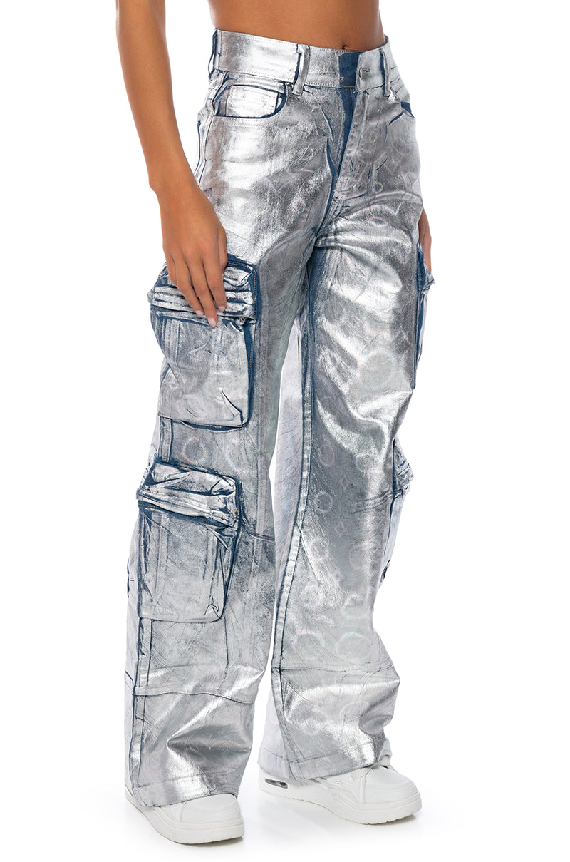 HOLOGRAPHIC CARGO PANTS