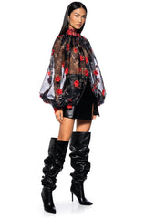 LENNON VOLUME SLEEVE FLORAL BLOUSE