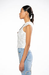 LEAVIN ON A JET PLANE SLEEVELESS RHINESTONE TANK