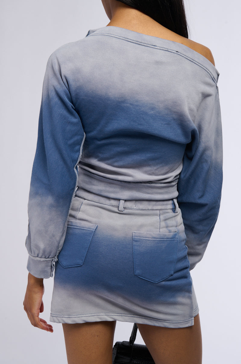 LEONA OMBRE OFF THE SHOULDER SWEATSHIRT