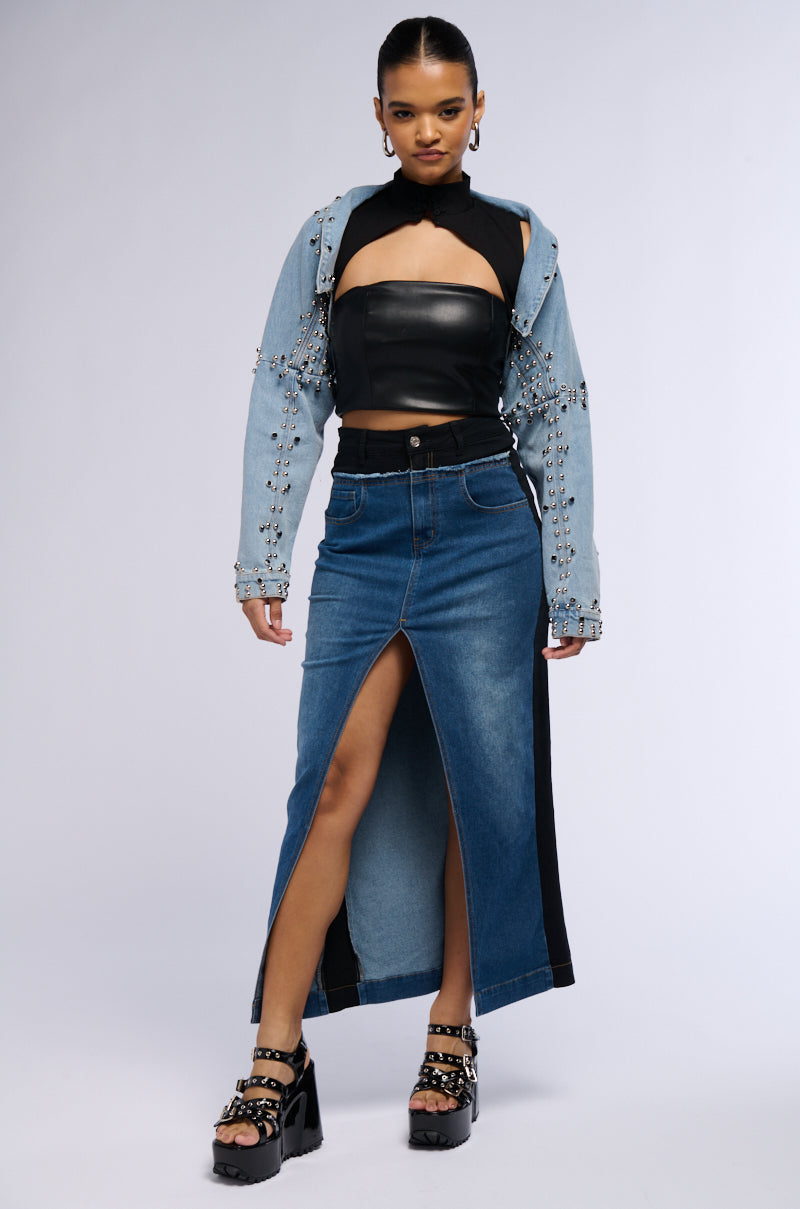 LET IT HAPPEN MAXI DENIM SKIRT