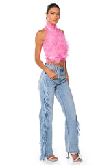 LET LOOSE FRINGE SIDE JEANS