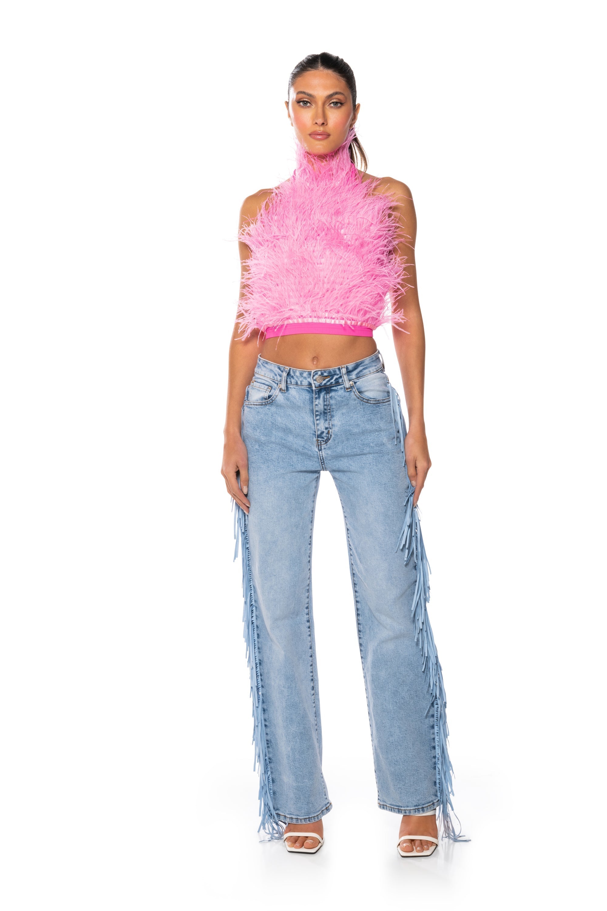 LET LOOSE FRINGE SIDE JEANS
