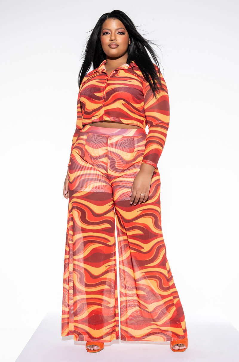 LETS GROOVE MESH WIDE LEG PANT