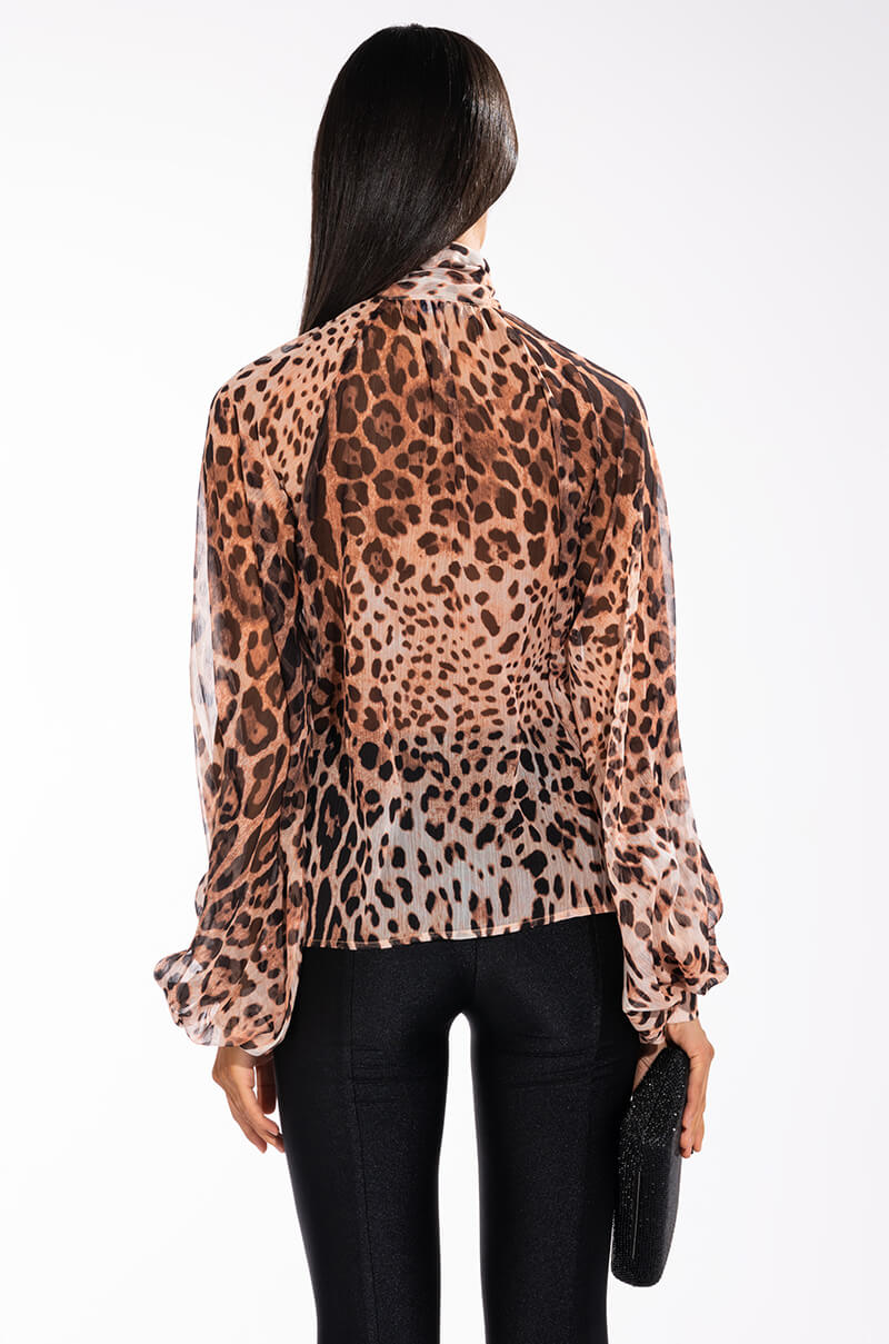 LEVEL UP LONG SLEEVE TIE NECK SATIN BLOUSE