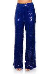 LIFE IS A STAGE SEQUIN WIDE LEG TROUSER