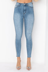 SEXY RHINESTONE DENIM HIGH RISE DENIM