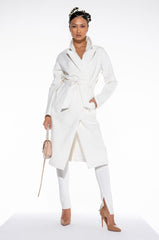 LIKE WHEN I GET HIGH LONG WHITE TRENCH COAT