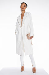 LIKE WHEN I GET HIGH LONG WHITE TRENCH COAT