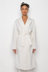 LIKE WHEN I GET HIGH LONG WHITE TRENCH COAT