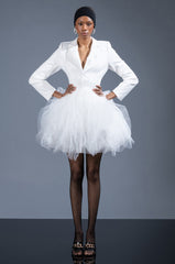 LIKEWISE BLAZER DRESS WITH TULLE SKIRT