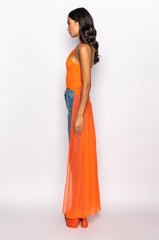 LIL BIT OF SPICE HIGH LOW MESH HALTER BLOUSE