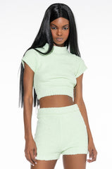 LIL CUTIE OPEN BACK MOCK NECK CROPPED SWEATER
