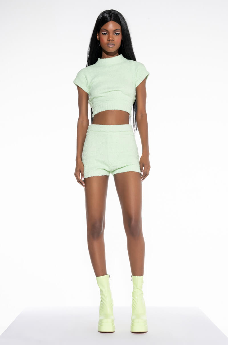 LIL CUTIE OPEN BACK MOCK NECK CROPPED SWEATER