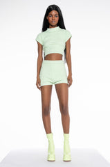 LIL CUTIE OPEN BACK MOCK NECK CROPPED SWEATER