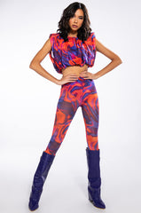 LILA MESH PATTERNED TOP AND LEGGING SET